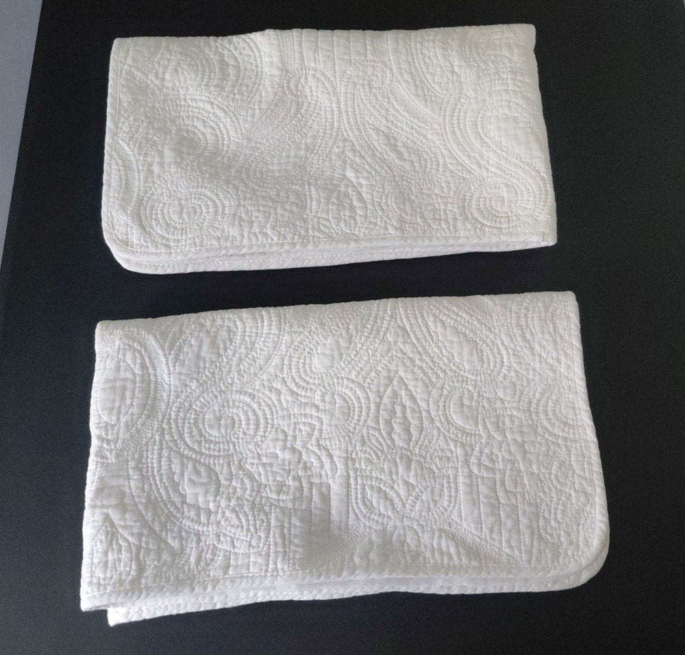 Joie Pillow Sham Set 2 Quilted Tie Back White KING Cottagecore Country Coastal